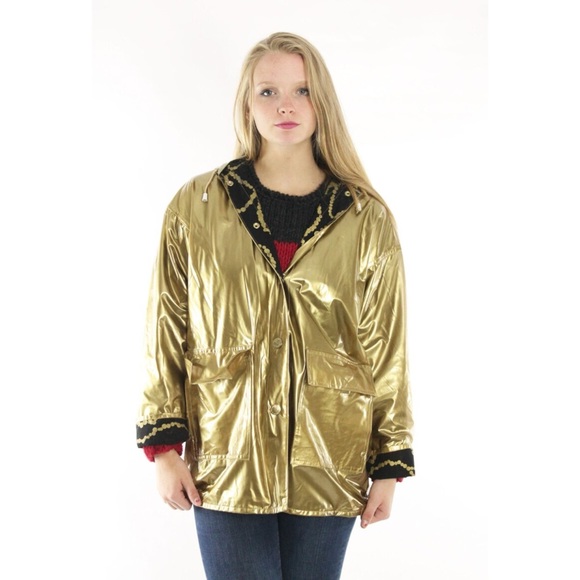 Vintage Slippery When Wet Gold Raincoat - Size Medium - Picture 4 of 12